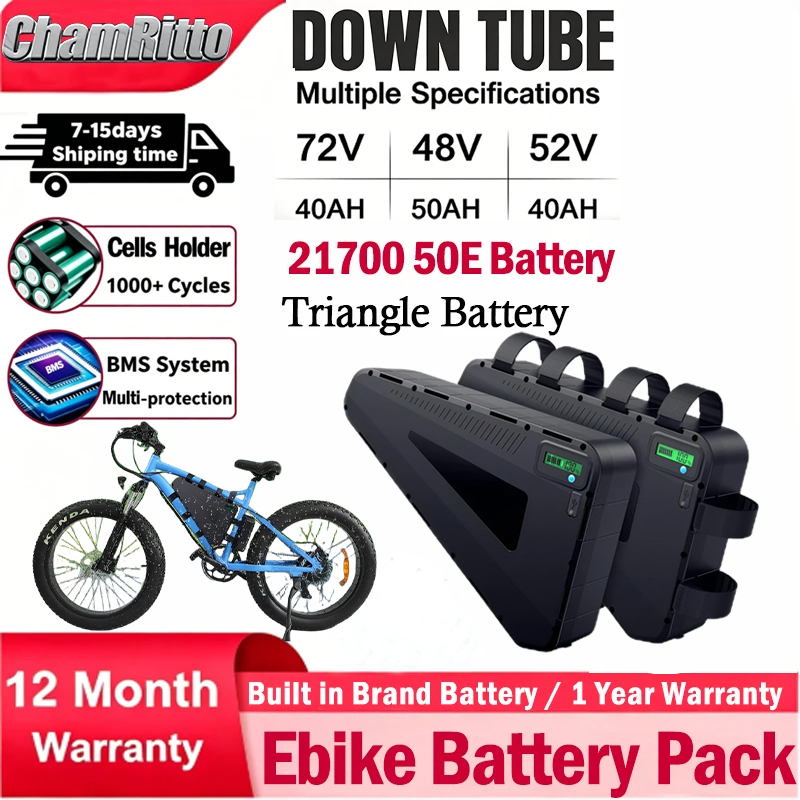 72V 50Ah 21700 Lithium Battery - 電動自転車 60v 72v 三角形チャムライダーバッテリー 36v 48v